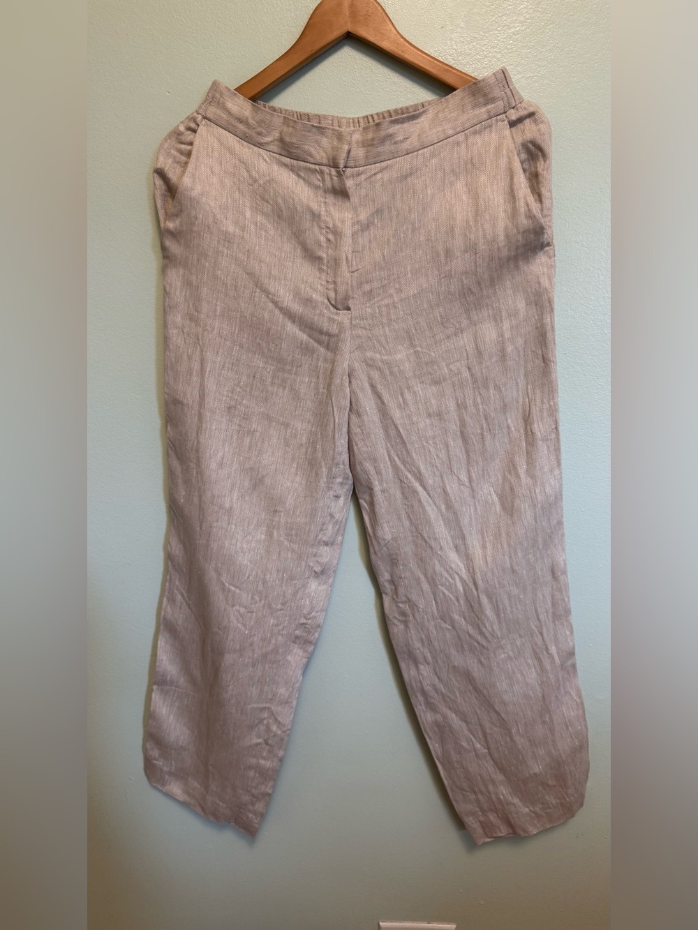 Massimo Dutti Beige Knit-Texture Elastic Waist Pants